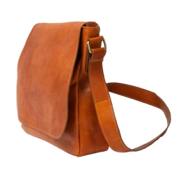 Men's satchel bag in 100% hand crafted with tan calf leather