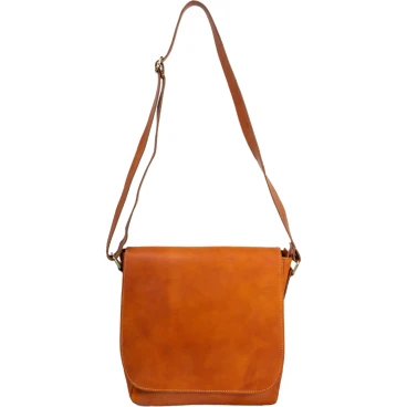 Men's satchel bag in 100% hand crafted with tan calf leather