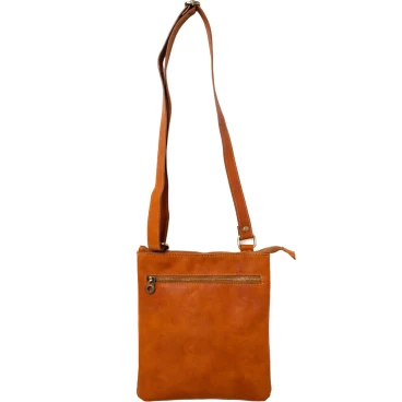 Satchel bag in genuine tan calf leather handmade in Italy