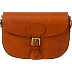 Bandolera en piel marron de curtición vegetal 100% artesanal