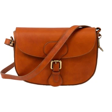Women's crossbody bag handmade tan vegetable-tanned leather
