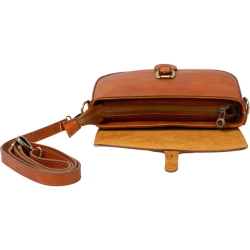Women's crossbody bag handmade tan vegetable-tanned leather