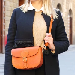Women's crossbody bag handmade tan vegetable-tanned leather