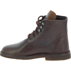 Botines para mujer de cuero marron oscuro con forro de invierno