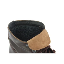 Women's dark brown leather ankle boots with winter lining