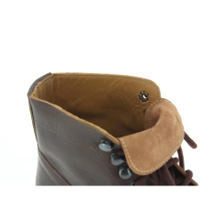 Botines para mujer de cuero marron oscuro con forro de invierno
