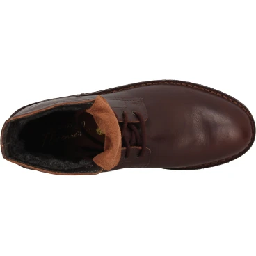Botines para hombre de cuero marrón oscuro con forro de invierno