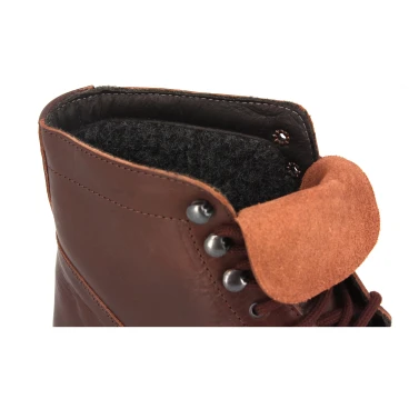 Botines para hombre de cuero marrón oscuro con forro de invierno