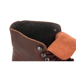 Botines para hombre de cuero marrón oscuro con forro de invierno