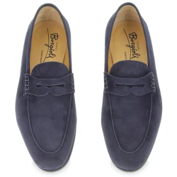 Penny moccasin in blue suede handmade by Fratelli Borgioli
