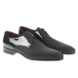 Formelle Schuhe aus Lackleder mit Rautenmuster – Fratelli Borgioli – italienische Handwerkskunst