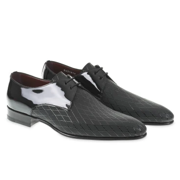 Formal shoes in Diamond Printed Patent Leather - Fratelli Borgioli - Italian Craftsmanship