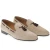 Tassels loafers in beige suede leather handmade by Fratelli Borgioli