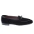 Mocasín belga en terciopelo azul oscuro y charol hecho a mano por Fratelli Borgioli