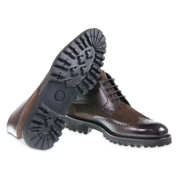 Brown leather and suede brogue boots - Fratelli Borgioli
