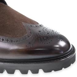 Bottines bout fleuri en cuir et daim marron - Fratelli Borgioli