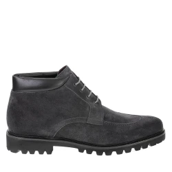Men's lace-up ankle boots in gray suede handmade by Fratelli Borgioli
