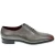 Scarpe Oxford da uomo in pelle grigia tinta a mano con sfumature bordò
