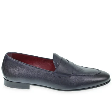 Pennyloafer aus weichem blauem Kalbsleder, handgefertigt von Fratelli Borgioli