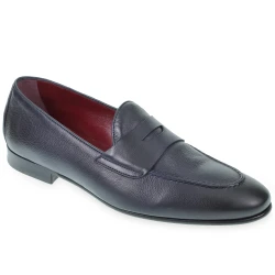 Mocasín Penny de suave piel de becerro azul hecho a mano por Fratelli Borgioli