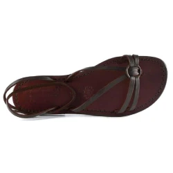 sandalias para mujeres hechas a mano en Italia en cuero marrón oscuro