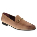 Mocassin en cuir nubuck avec boucle en métal doré