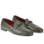 Mocasín de hombre de piel verde con trabilla trenzada