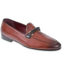 Mocasín para hombre en piel color ladrillo con trabilla trenzada