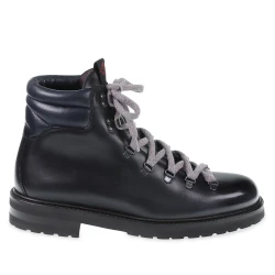 Bota de invierno de cuero azul oscuro - Fratelli Borgioli - artesanía italiana