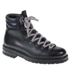 Bota de invierno de cuero azul oscuro - Fratelli Borgioli - artesanía italiana