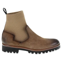 Chelsea in brown greased suede and cashmere - Fratelli Borgioli