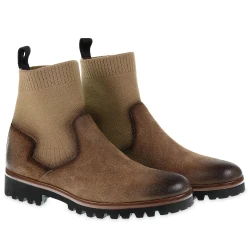 Chelsea in brown greased suede and cashmere - Fratelli Borgioli