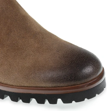 Chelsea in camoscio marrone ingrassato e cashmere - Fratelli Borgioli