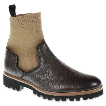 Brauner Chelsea-Stiefel aus Hirschleder und Kaschmir – Fratelli Borgioli