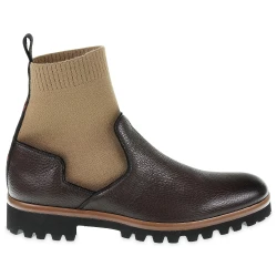 Brown deerskin and cashmere chelsea boot - Fratelli Borgioli