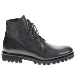 Lace-up boot in black antiqued calfskin - Fratelli Borgioli - Italian craftsmanship