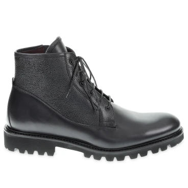 Schnürstiefel aus schwarzem, antikisiertem Kalbsleder – Fratelli Borgioli – italienische Handwerkskunst