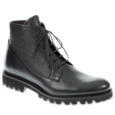 Schnürstiefel aus schwarzem, antikisiertem Kalbsleder – Fratelli Borgioli – italienische Handwerkskunst