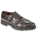 Mocassino doppia fibbia in vitello anticato color ebano realizzato a mano