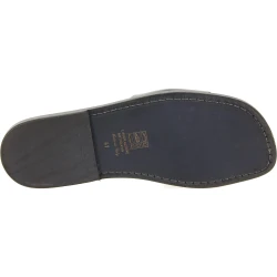 Zapatillas romanas de cuero negro para hombre hecho a mano