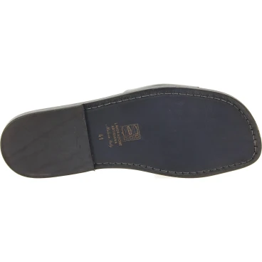 Men's leather slides sandals in black leather handmade