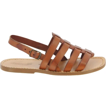Sandals cage pour homme en cuir couleur beige antique artisanales