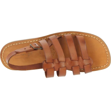 Sandals cage pour homme en cuir couleur beige antique artisanales
