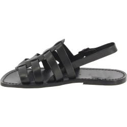 Leather cage sandals for men in black leather
