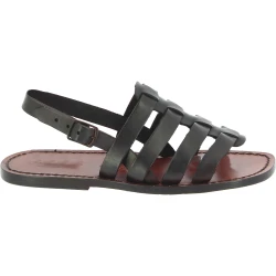 Sandalias jaula para hombre en piel marrón oscuro