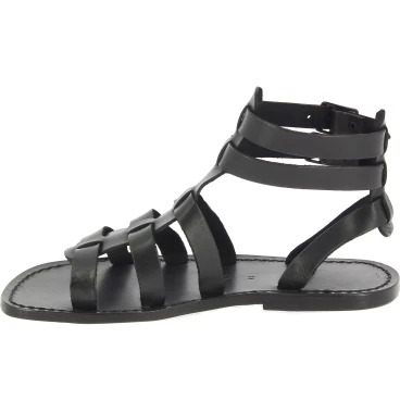 Sandales romaines homme en cuir noir fait à la main