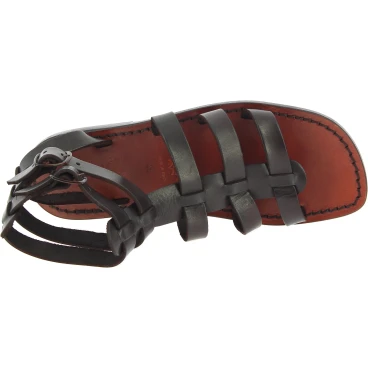 Sandalias romanas de cuero marrón oscuro para hombres hechos a mano en Italia