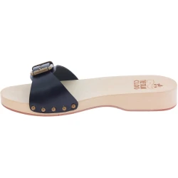 Handmade men's wooden clog slippers with adjustable black leather band