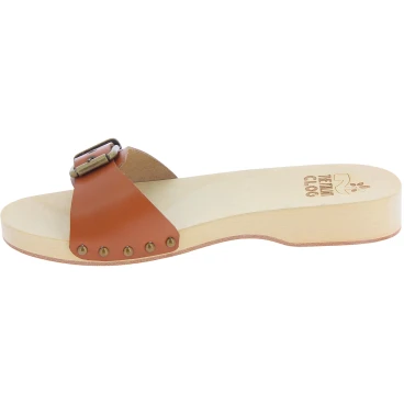Handgefertigte Holzclogs für Herren mit verstellbares braun Lederband