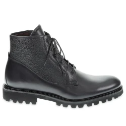 Fratelli Borgioli schwarzer Schnürstiefel aus antikisiertem Kalbsleder
